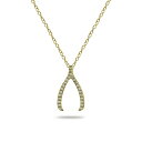 Wj xj[j fB[X lbNXE`[J[Ey_ggbv ANZT[ Cubic Zirconia Wishbone Slide Pendant in 18k Gold Plated Sterling Silver or Sterling Silver Gold Over Sterling Silver