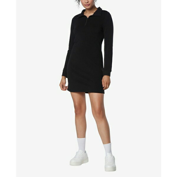 マークニューヨーク レディース ワンピース トップス Women's Long Sleeve Quarter Zip Sweatshirt Dress Black