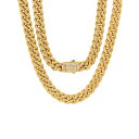 XeB[^C fB[X lbNXE`[J[Ey_ggbv ANZT[ Men's 18k Gold Plated Stainless Steel Thick Cuban Link Chain Necklace with Simulated Diamonds Clasp Gold Plated