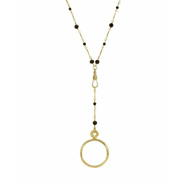 2028 fB[X lbNXE`[J[Ey_ggbv ANZT[ Gold-Tone Magnifying Glass Drop Necklace Black