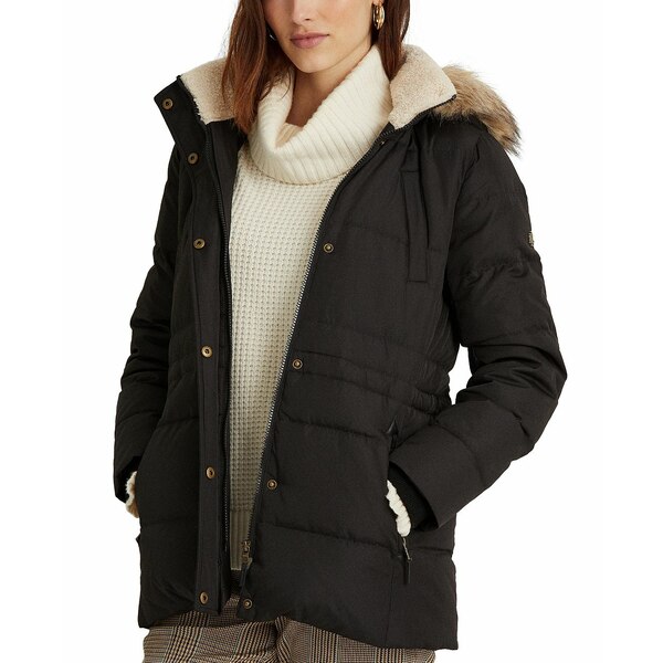 ラルフ ローレン ブルゾン レディース ラルフローレン レディース ジャケット＆ブルゾン アウター Women's Faux-Fur-Trim Hooded Puffer Coat, Created for Macy's Black