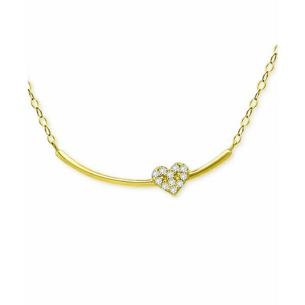 Wj xj[j fB[X lbNXE`[J[Ey_ggbv ANZT[ Cubic Zirconia Heart Curved Bar Collar Necklace, 16