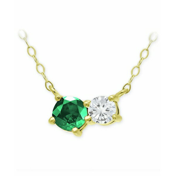  ٥ˡ ǥ ͥå쥹硼ڥȥȥå ꡼ Green Quartz &Cubic Zirconia Two-Stone Pendant Necklace, 16