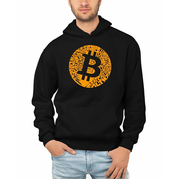 エルエーポップアート メンズ パーカー スウェットシャツ アウター Men 039 s Bitcoin Word Art Hooded Sweatshirt Black