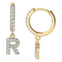 Wj xj[j fB[X sAXCO ANZT[ Cubic Zirconia Initial Dangle Hoop Earrings in 18k Gold-Plated Sterling Silver, Created for Macy's R