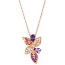 ルヴァン レディース ネックレス・チョーカー・ペンダントトップ アクセサリー Multi-Gemstone (3/4 ct. t.w.) & Nude Diamond (1/3 ct. t.w.) Flower Pendant Necklace in 14k Rose Gold, 18