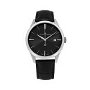 X^[O Y rv ANZT[ Alexander Watch A911-01, Stainless Steel Case on Black Embossed Genuine Leather Strap Black