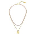 ロバート・リー・モーリス・ソーホー メンズ ネックレス・チョーカー アクセサリー Faux Stone Puffy Heart Layered Necklace Rose Quartz, Gold