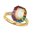 ルヴァン レディース リング アクセサリー Multi-Gemstone (1-3/4 ct. t.w.) & Nude Diamond Rainbow Halo Statement Ring in 14k Gold 14K Honey Gold Ring