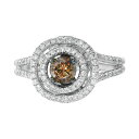 @ Y O ANZT[ Chocolate Diamond (3/8 ct. t.w.) & Vanilla Diamond (3/8 ct. t.w.) Double Halo Ring in 18k White Gold 18K Vanilla Gold Ring