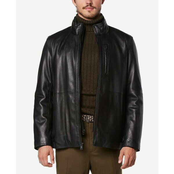 楽天astyマークニューヨーク メンズ ジャケット＆ブルゾン アウター Men's Wollman Smooth Leather Racer Jacket with Removable Interior Bib Black