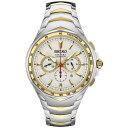 ZCR[ Y rv ANZT[ Men's Chronograph Coutura Two Tone Stainless Steel Bracelet Watch 46mm White