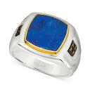 @ fB[X O ANZT[ Men's Lapis Lazuli & Chocolate Diamond (1/10 ct. t.w.) Ring in Sterling Silver & 14k Gold Silver