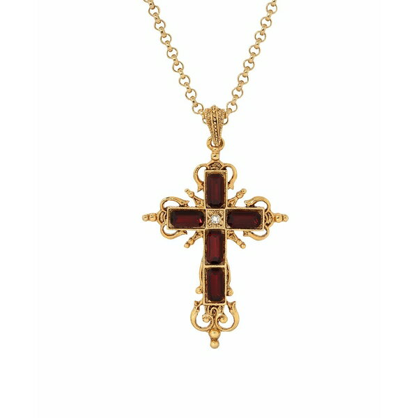 2028 fB[X lbNXE`[J[Ey_ggbv ANZT[ Glass Rectangle Cross Necklace Red