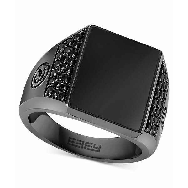 ե 쥯 ǥ  ꡼ EFFY® Men's Onyx and Black Spinel Statement Ring in Black Rhodium-Plated Sterling Silver Silver