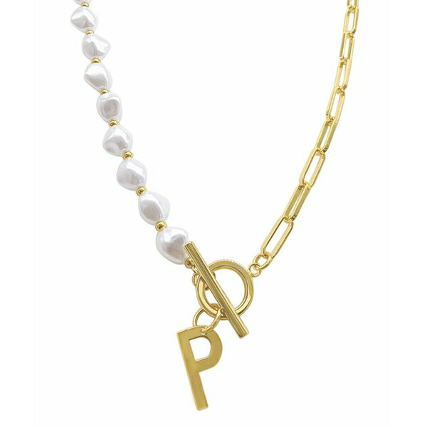 AhjA fB[X lbNXE`[J[Ey_ggbv ANZT[ 14k Gold-Plated Paperclip Chain & Mother-of-Pearl Initial F 17