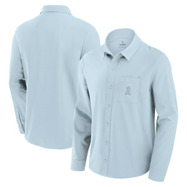 ファナティクス メンズ シャツ トップス Los Angeles Angels Fanatics Front Office Long Sleeve ButtonUp Shirt Light Blue