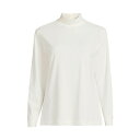 ランズエンド レディース カットソー トップス Women's Petite Long Sleeve Super T Mock Tee Ivory