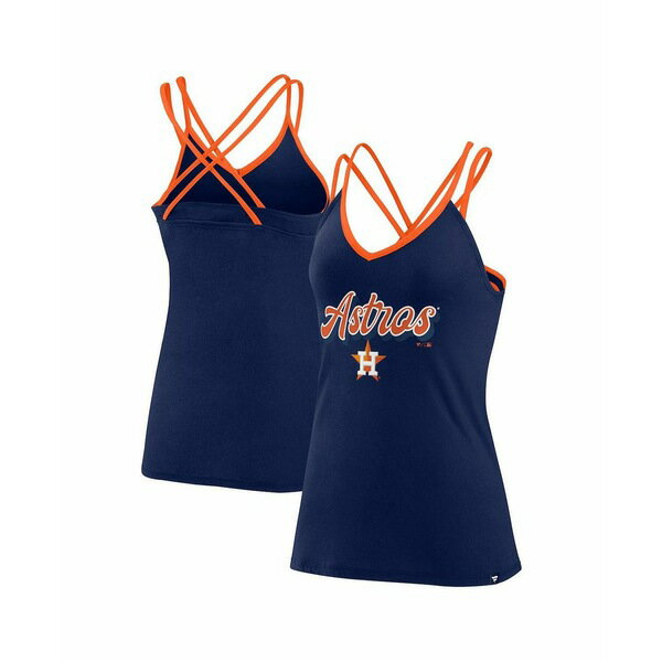 ファナティクス レディース カットソー トップス Women's Navy Houston Astros Go For It Strappy V-Ne..
