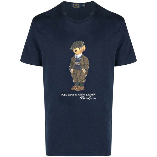 ラルフローレン メンズ Tシャツ トップス テディベア Tシャツ navy blue