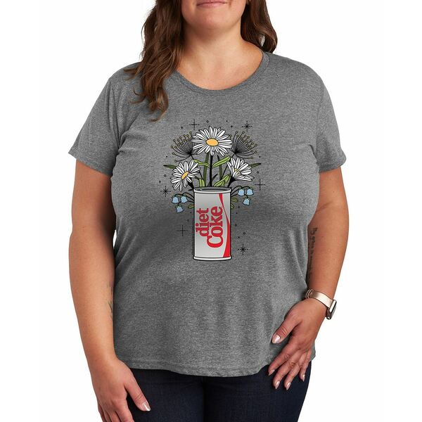 ハイブリッド アパレル レディース カットソー トップス Plus Size Diet Coke Flowers Can Graphic T-S..