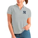 アンティグア レディース ポロシャツ トップス New York Yankees Antigua Women's Affluent Polo Heathered Gray