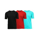 ギャラクシーバイハルビック メンズ Tシャツ トップス Men's Short Sleeve V-Neck T-shirt, Pack of 3 Aqua-Red-Black