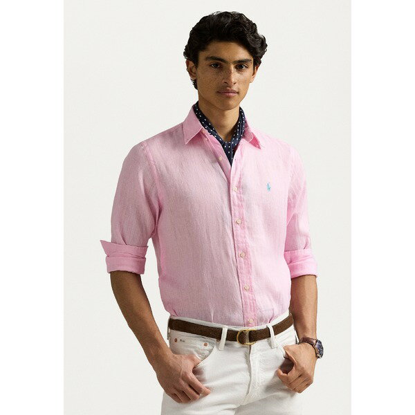 ե   ȥåץ SLIM FIT LINEN SHIRT - Shirt - carmel pink