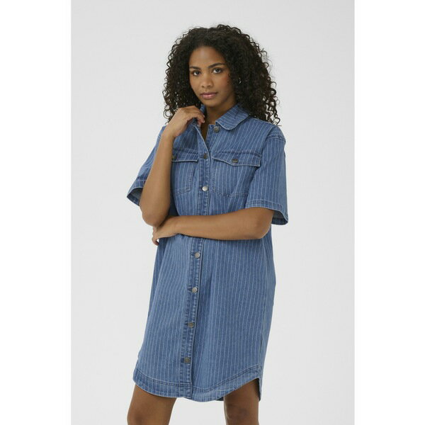 カフェ レディース ワンピース トップス KAREECE - Shirt dress - medium blue denim pinstripe