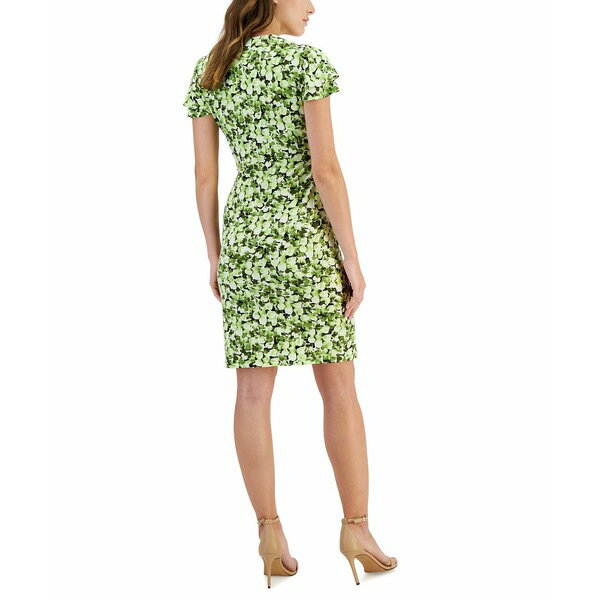 アンクライン レディース ワンピース トップス Women's Faux-Wrap Flutter-Sleeve Floral-Print Dress SPROUT MULTI