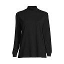 ランズエンド レディース カットソー トップス Women's Long Sleeve Super T Mock Tee Black