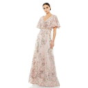 マックダガル レディース ワンピース トップス Women's Floral Embellished Short Sleeve Gown Rose pink