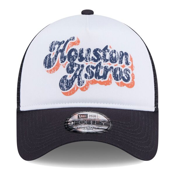 ニューエラ レディース 帽子 アクセサリー Houston Astros New Era Women's Throwback Team Foam Front AFrame Trucker 9FORTY Adjustable Hat White/Navy