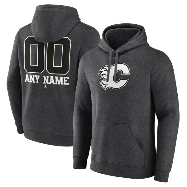 ファナティクス メンズ パーカー・スウェットシャツ アウター Calgary Flames Fanatics Branded Monochrome Personalized Name & Number Pullover Hoodie Charcoal