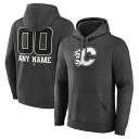 ファナティクス メンズ パーカー・スウェットシャツ アウター Calgary Flames Fanatics Branded Monochrome Personalized Name & Number Pullover Hoodie Charcoal 1