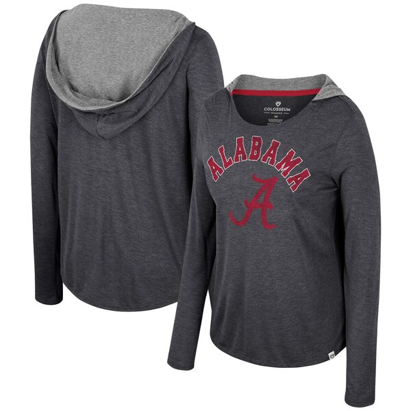 楽天astyコロシアム レディース Tシャツ トップス Alabama Crimson Tide Colosseum Women's Distressed Heather Long Sleeve Hoodie TShirt Black