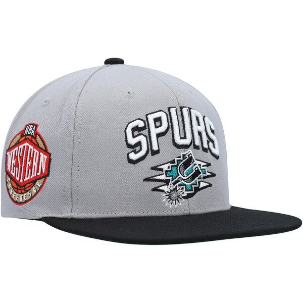 ミッチェル&ネス メンズ 帽子 アクセサリー San Antonio Spurs Mitchell & Ness Hardwood Classics Arch Block Snapback Hat Silver/Black