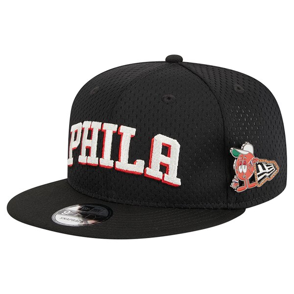 ニューエラ メンズ 帽子 アクセサリー Philadelphia 76ers New Era PostUp Pin Mesh 9FIFTY Snapback Hat Black