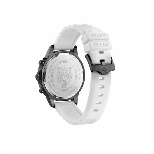 プレインスポーツ メンズ 腕時計 アクセサリー Men's Glam Chrono Chronograph Quartz White Silicone 44MM White