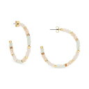 ラッキーブランド レディース ピアス&イヤリング アクセサリー Gold-Tone Medium Gemstone Beaded Hoop Earrings, 1.38