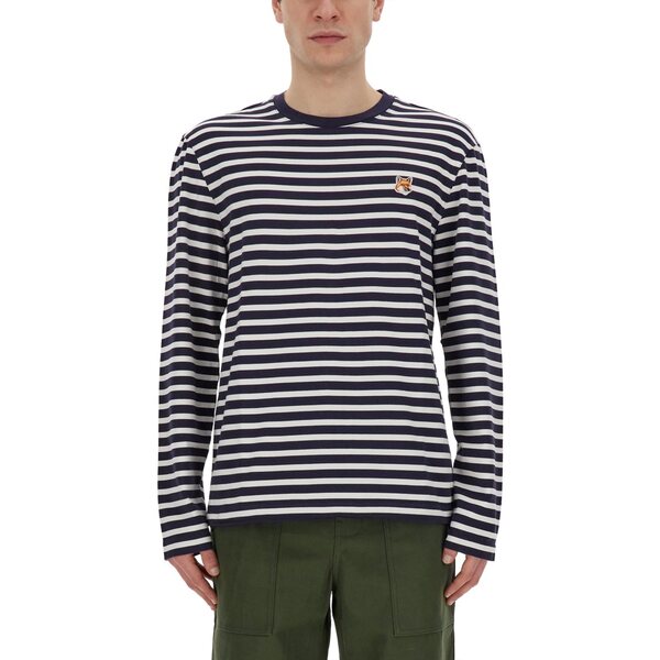 メゾン キツネ メンズ Tシャツ トップス "head Fox" T-shirt BLUE