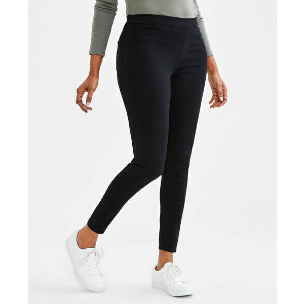 スタイルアンドコー レディース デニムパンツ ボトムス Women's Mid-Rise Pull-On Jeggings, Regular & Petite, Created for Macy's Deep Black