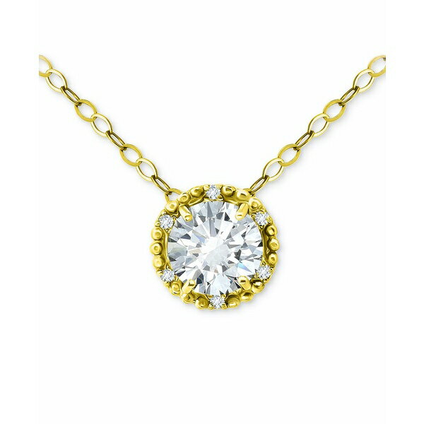 Wj xj[j fB[X lbNXE`[J[Ey_ggbv ANZT[ Cubic Zirconia Halo Pendant Necklace in 18k Gold-Plated Sterling Silver, 16