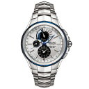 ZCR[ Y rv ANZT[ Men's Solar Coutura Chronograph Stainless Steel Bracelet Watch 44mm Blue