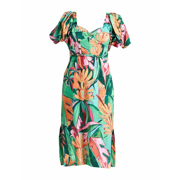 【送料無料】 ファーム リオ レディース ワンピース トップス Midi dresses Green