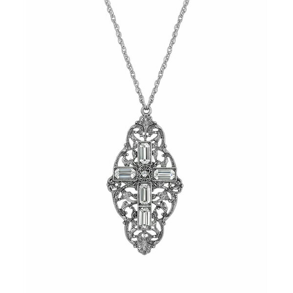 V{XIutFCX fB[X lbNXE`[J[Ey_ggbv ANZT[ Pewter Crystal Cross Necklace White