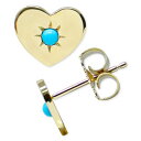AW[ Y sAXECO ANZT[ Turquoise Heart Stud Earrings in 14k Gold Blue