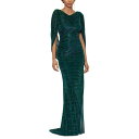 xbcB Ah A_ fB[X s[X gbvX Women's Metallic Cape-Sleeve Gown Jade