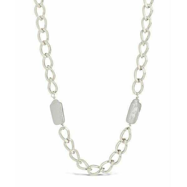 X^[OtH[Go[ fB[X lbNXE`[J[Ey_ggbv ANZT[ Women's Imitation Pearl Chain Necklace Silver-Tone