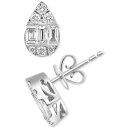 GtB[ RNV Y sAXECO ANZT[ EFFY&reg; Diamond Round & Baguette Teardrop Cluster Stud Earrings (1/2 ct. t.w.) in 14k White Gold White Gold